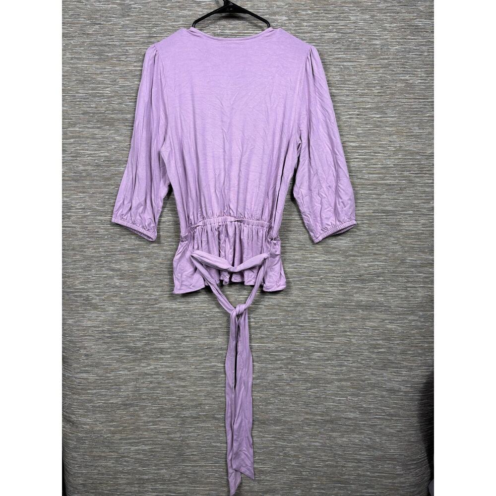 Lauren Ralph Lauren Blouse Womens Small Purple Wrap Jersey Tie Waist Top - Picture 2 of 9